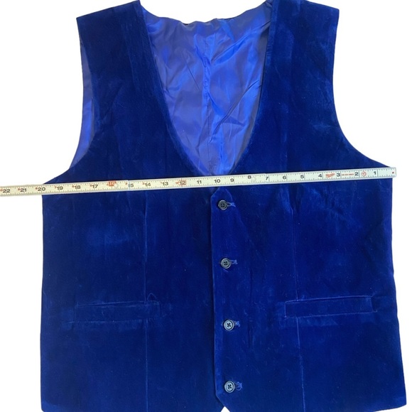 Men’s Blue Suede Button-down Vest - Picture 10 of 14